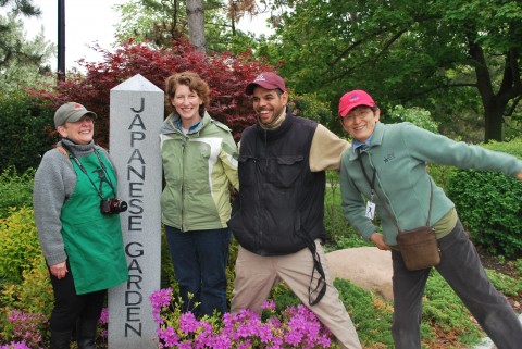 From left to right: Trudy Stern, Paula Hinz, Abi Echevarria (Foreman at the Japanese Garden), Atsuko Nishida Mitchell