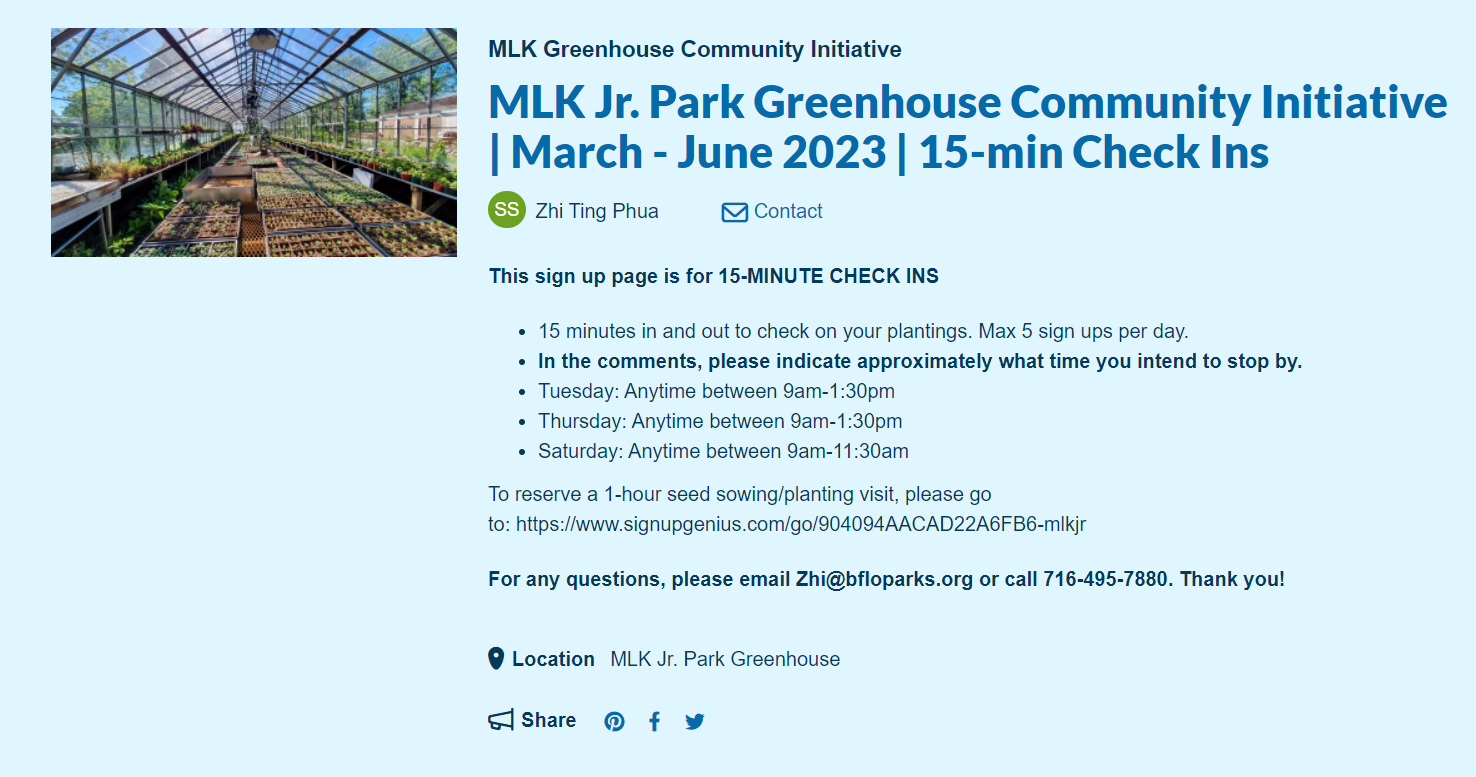 MLK Greenhouse 15 minute check in preview image
