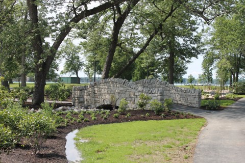Stone bridge at River Rock Garden, Riverside Park